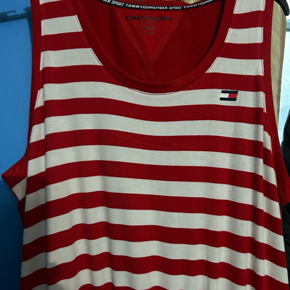 Tommy Hilfiger Bold Red and White Sleeveless Dress